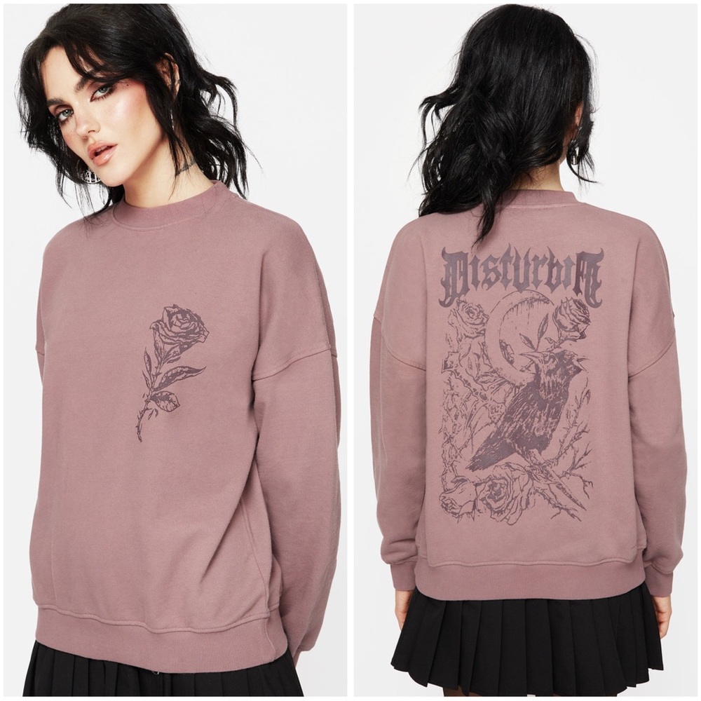 Corvus Graphic Print Crew Neck Sweatshirt Sz 8 – Gothic, Alt, Statement Top